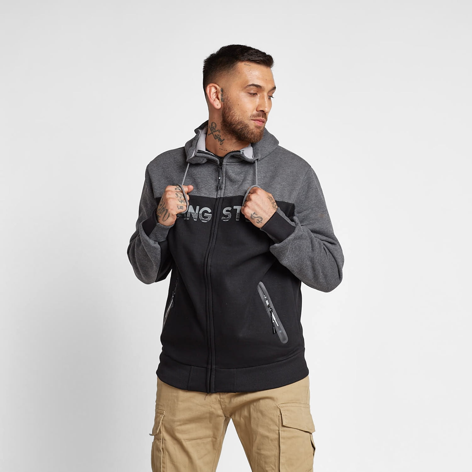 Gangster - Poleron Zip Hoodie Pionner Negro Hombre Xl