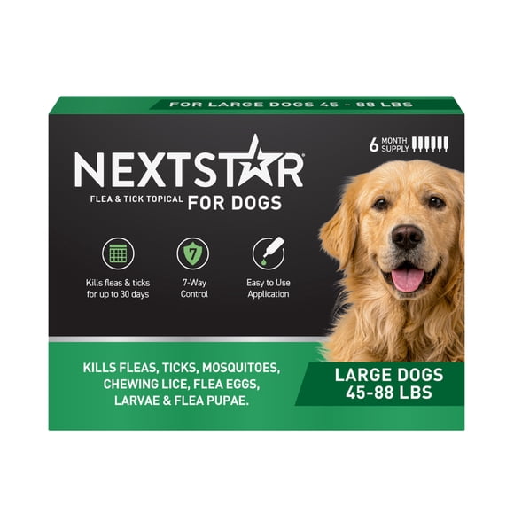 Prevención de pulgas y garrapatas NEXTSTAR para perros grandes, 6 dosis mensuales