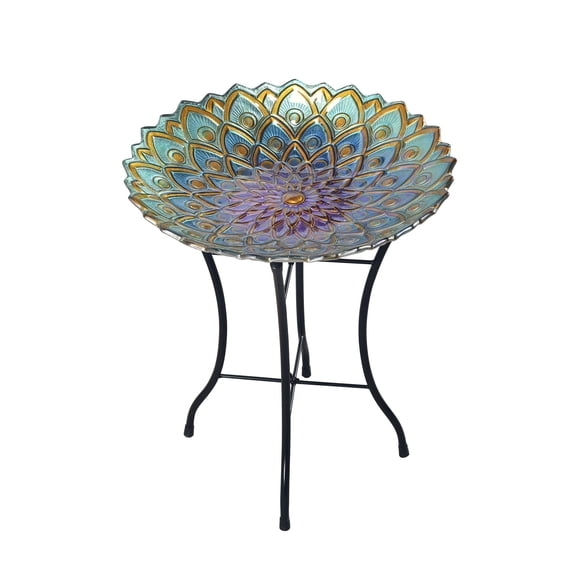 Bebedero para Pájaros Teamson Home con Pedestal de Vidrio y Mosaico 53 cm
