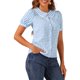 thumbnail image 4 of INSPIRE CHIC Conjunto Blusa de Mujer con Cuello Peter Pan en Contraste, Manga Corta Abullonada, Camisa de Cuadros, Talla XL, Azul Cielo, 4 of 5