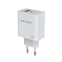 Motomo - Cargador Cr25, Conector Usb-A Y Usb-C, Incluye Cable Usb-C A Lightning, 30W, Color Blanco