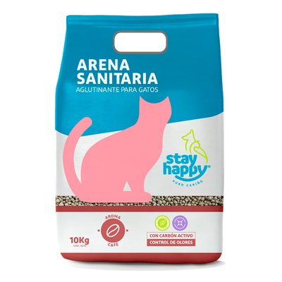 Arena Sanitaria Para Gato Aglutinante Con Aroma A Café Bolsa 10 Kg Stay Happy