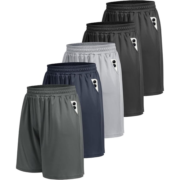 Pack de 5 shorts deportivos para hombre BOOJO, negros, de secado rápido, talla S