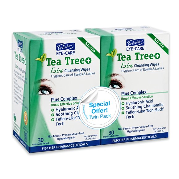 Toallitas para ojos con aceite de árbol de té Dr. Fischer para ojos sensibles (60)