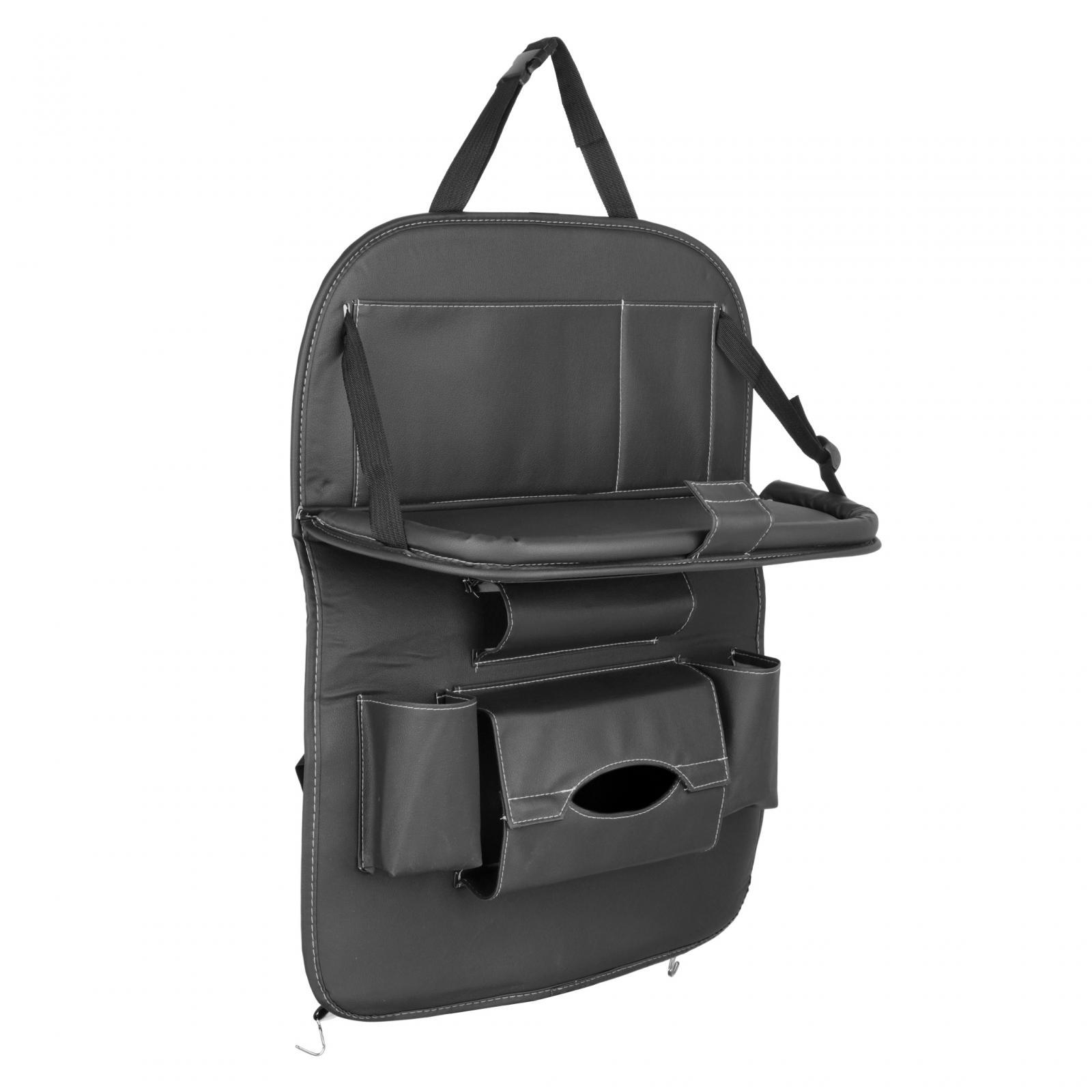 Magideal - Organizador De Asiento Trasero Con Bandeja Plegable, Portavasos, Oso De Hasta 15 Kg, Bolsa De Almacenamiento De Juguetes, Protectores , Negro