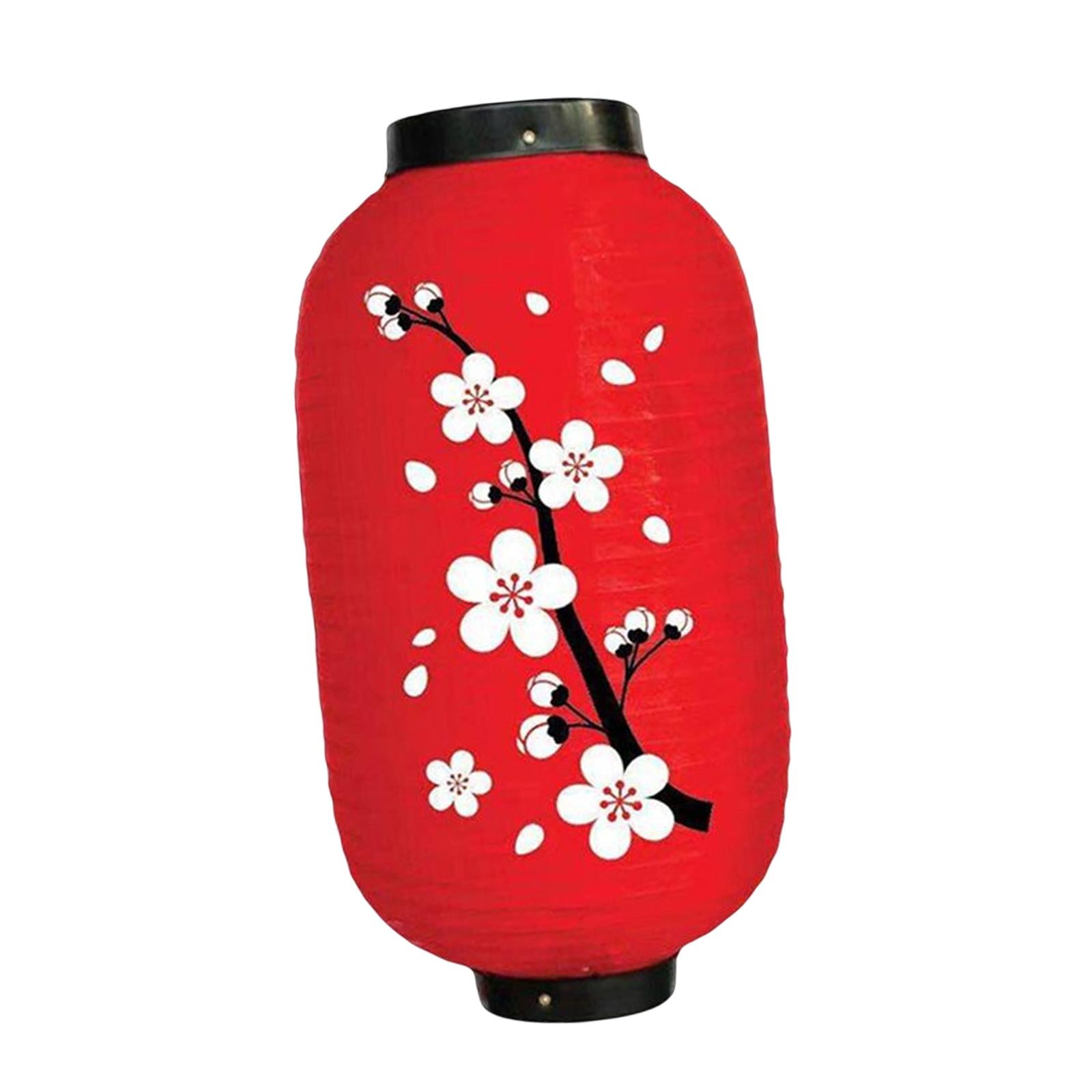 Magideal - Linterna De Estilo Japonés Lámpara Colgante Decorativa Sombra Estilo Oriental Luces De Tela Ligera Para Boda Festival De Primavera Fiesta Al Aire , Flor Grande De Flor Grande De Fondo Rojo