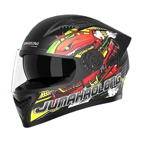 Ioensy - Casco Integral De Moto Para Accesorios De Moto Moto De Nieve Adultos Negro Con Estampado