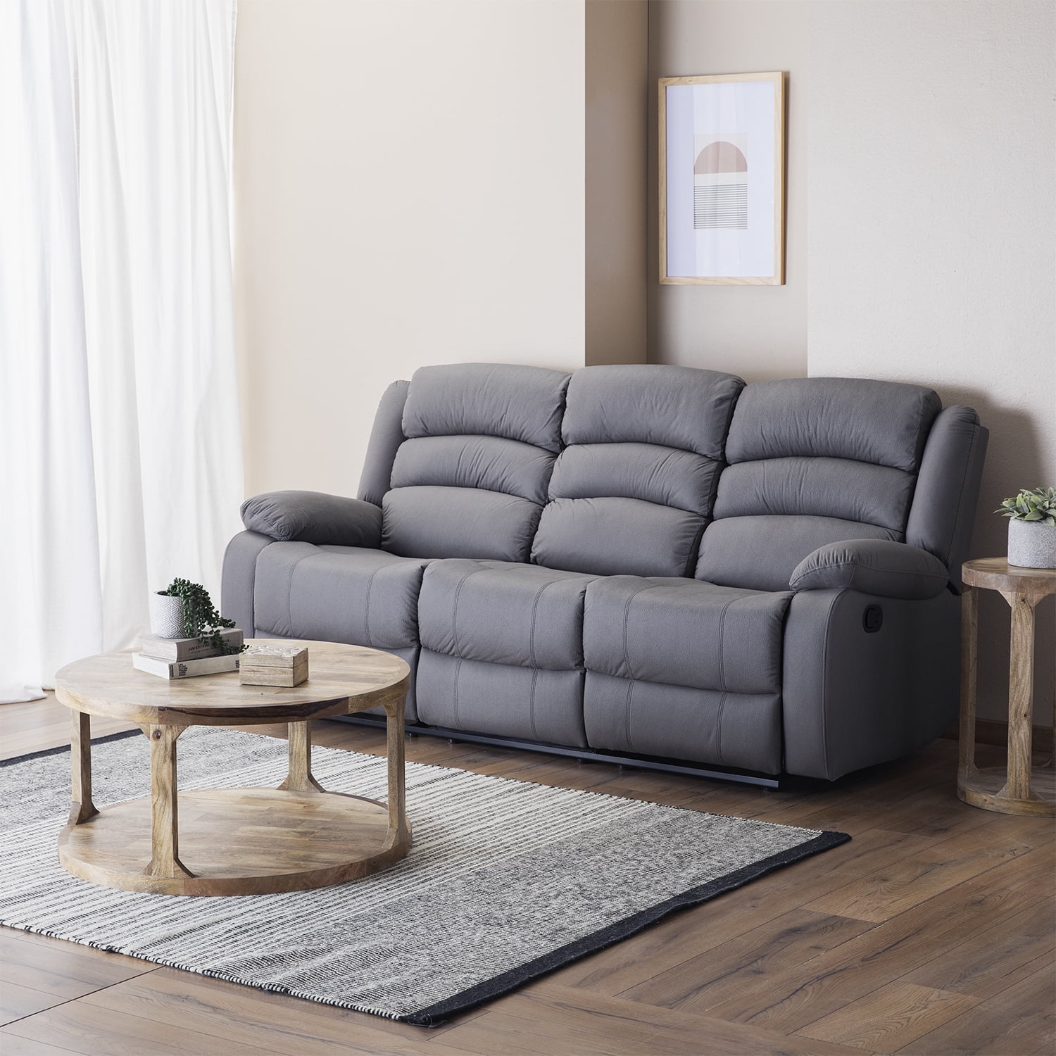 Daniels - Sofá 3 Cuerpos Reclinable Moderno Gris New Praga 8041sffgr