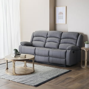 Daniels - Sofá 3 Cuerpos Reclinable Moderno Gris New Praga 8041Sffgr