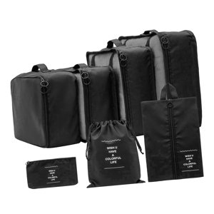 Magideal - 7 Piezas Cubos De Embalaje Portátiles Organizadores De Embalaje De Equipaje Bolsa De Embalaje De Compresión Impermeable Para Cosméticos Hombre Y Mujer , Negro