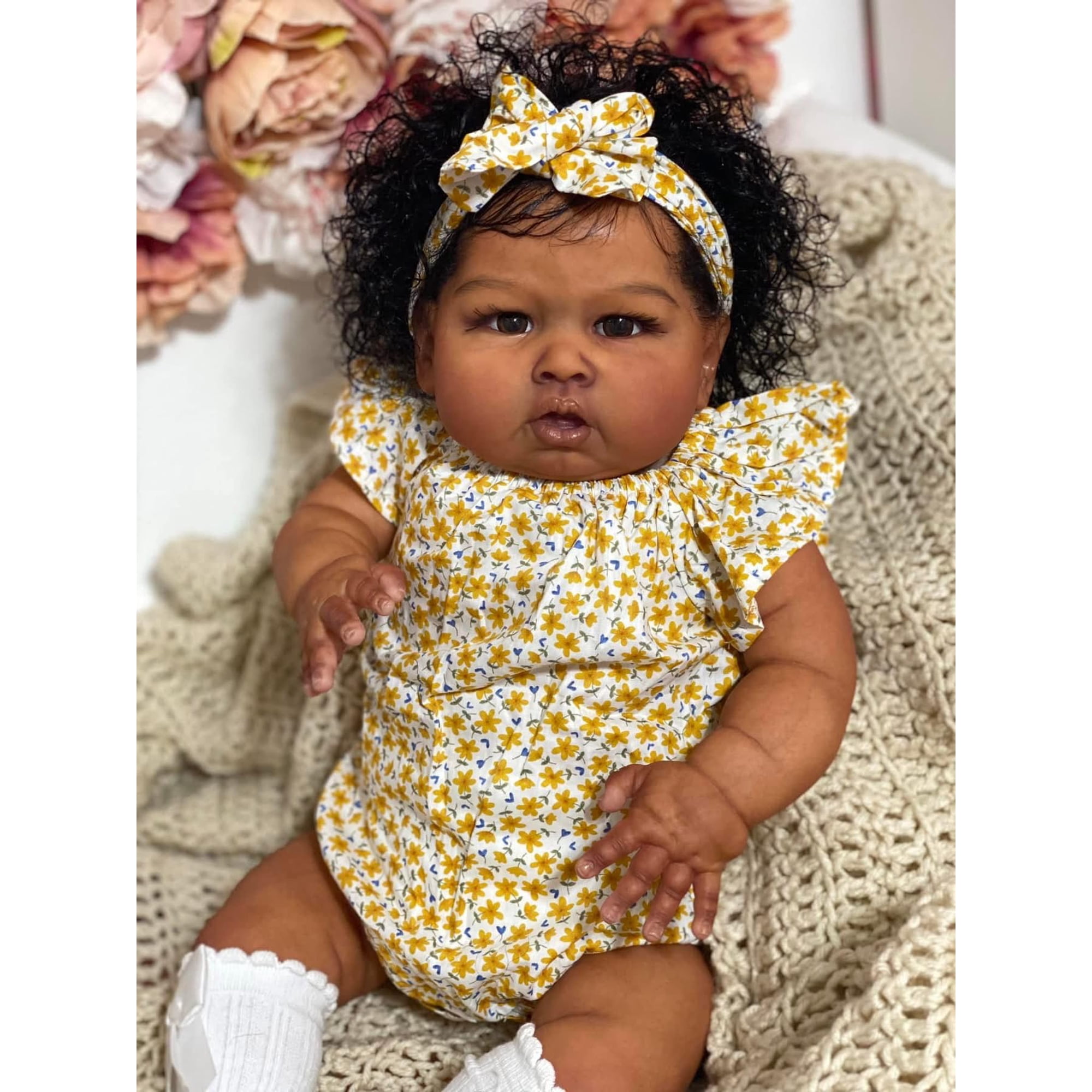 Muñeca Reborn Para Niños Pequeños Gycv Reborn Black Girl De 60 Cm Con Accesorios