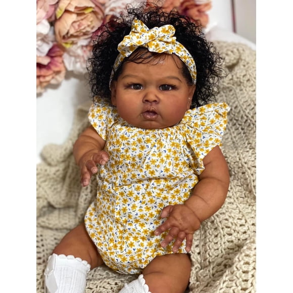 Muñeca Reborn para niños pequeños GYCV Reborn Black Girl de 60 cm con accesorios