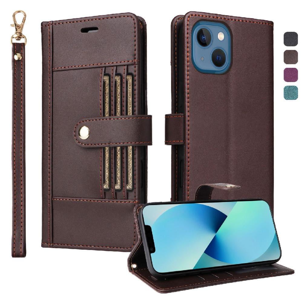 Foxdock Funda Tipo Cartera Para Iphone 14 – Cubierta De Cuero Pu Con Múltiples Ranuras, Bolsillo Para Efectivo Y Correa De Muñeca