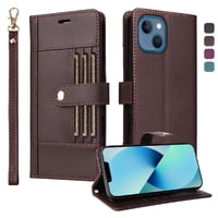 Foxdock Funda Tipo Cartera Para Iphone 14 – Cubierta De Cuero Pu Con Múltiples Ranuras, Bolsillo Para Efectivo Y Correa De Muñeca