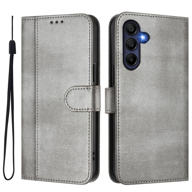 Funda Cartera para samsung galaxy A26 Protección 360° con Ranuras para Tarjetas y Soporte Gris