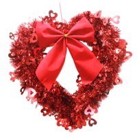 Magideal - Corona De Corazón Con Lazo, Decoración Del Día De San Valentín, Corona De Puerta, Guirnalda Artificial Para Paredes, Aniversario, Ventanas Interiores,