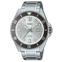 Casio - Reloj Análogo Para Hombre Standard Acero Inoxidable Dial Plateado Quartz Mdv-107D-7Av 200M