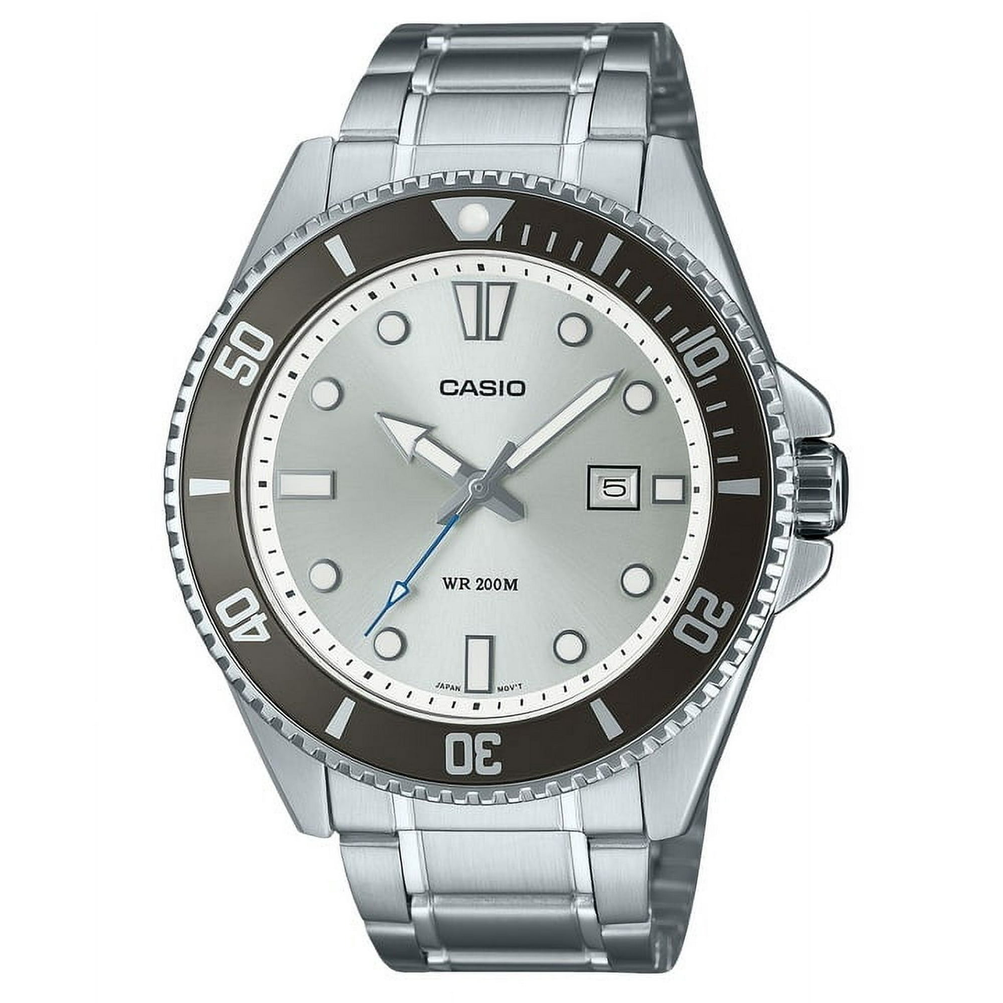 Casio - Reloj Análogo Para Hombre Standard Acero Inoxidable Dial Plateado Quartz Mdv-107d-7av 200m