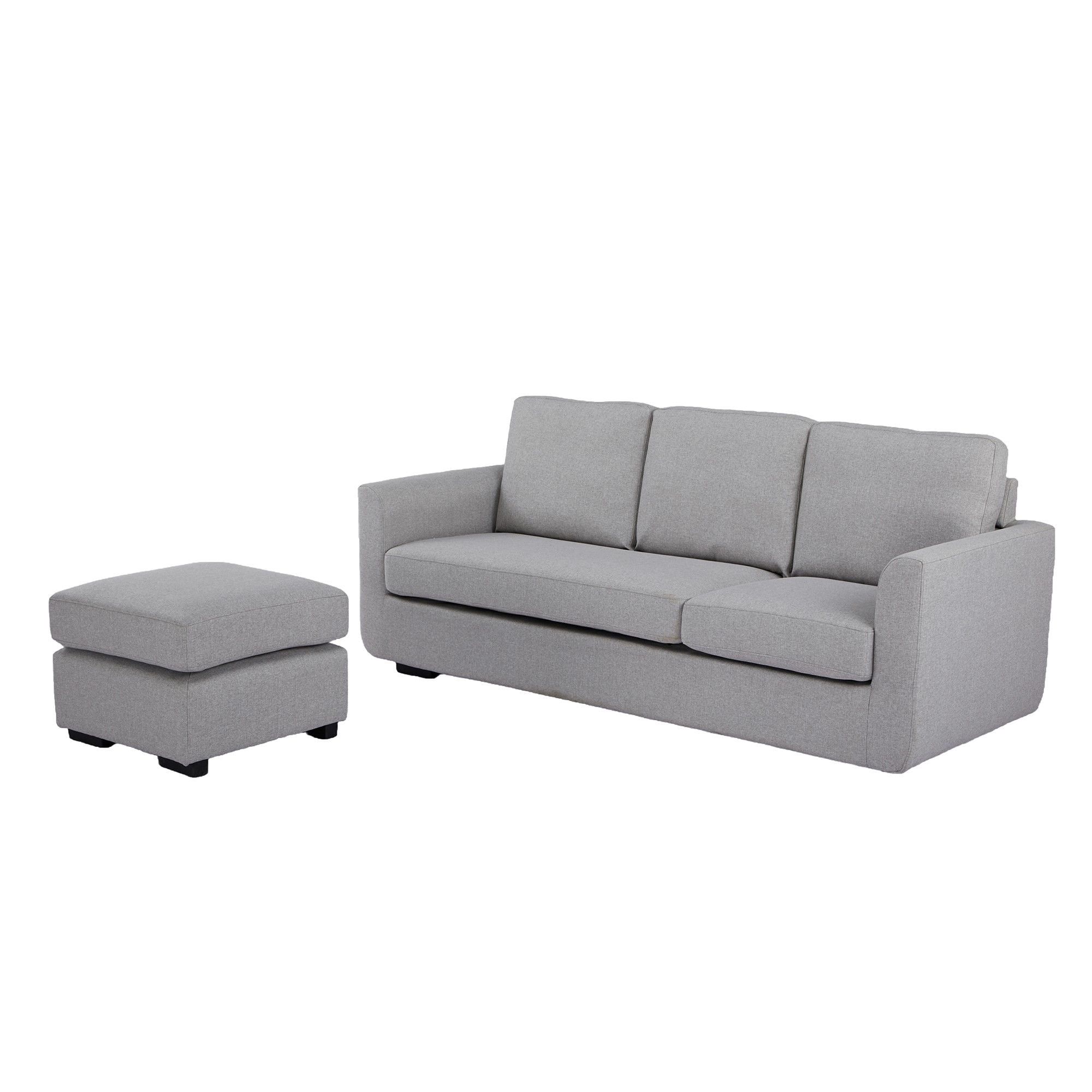 Sofá 3 Cuerpos Con Pouf 197x137x83 Gris Claro