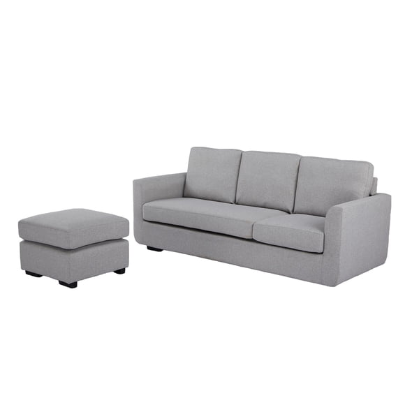 Sofá 3 Cuerpos Con Pouf 197x137x83 Gris Claro