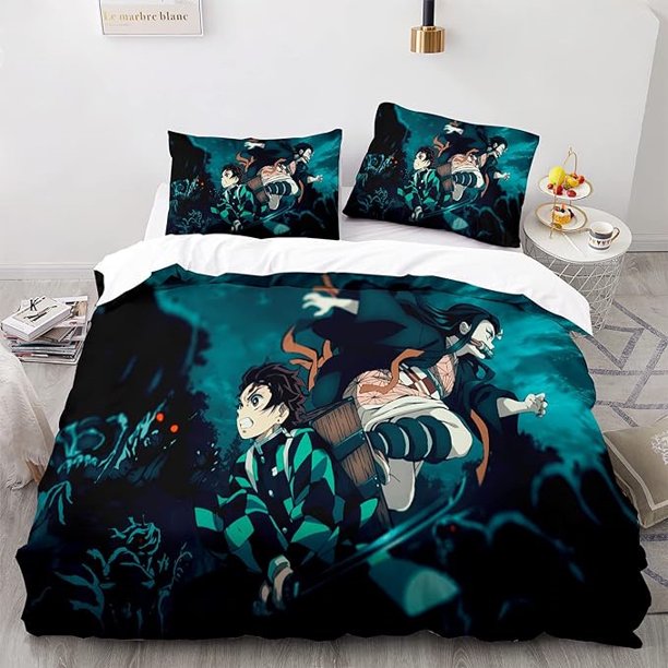 Demon _ Slayer Demonlayer Bedding Set Sheet Set for Kids Adults,All Season Lightweight
