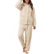 thumbnail image 1 of Conjunto de Pijama de Forro Polar Esponjoso para Mujer INSPIRE CHIC, Manga Larga, Botones, con Bolsillos y Cintura Elástica, S Beige, 1 of 6