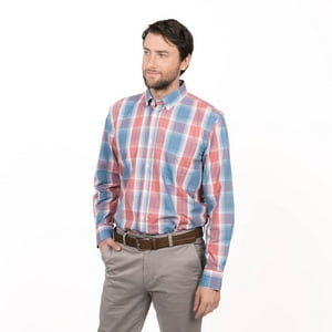 Truval - Camisa Trevira Escocesa Regular Fit Celeste 3Xl