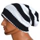 thumbnail image 4 of Gorra Slouchy Beanie VECRY de punto a ganchillo para hombre (blanco/negro), 4 of 4