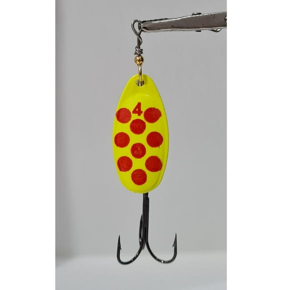 Spinner Cucharilla Plata-amarillo Puntos Rojos #4 10grs 8,3c