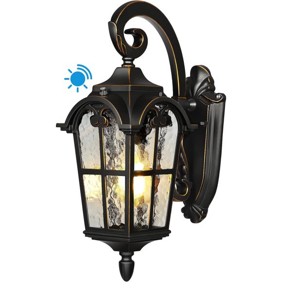 DEWENWILS Dusk to Dawn Outdoor Wall Light 17.7 Inch Black Wall Light