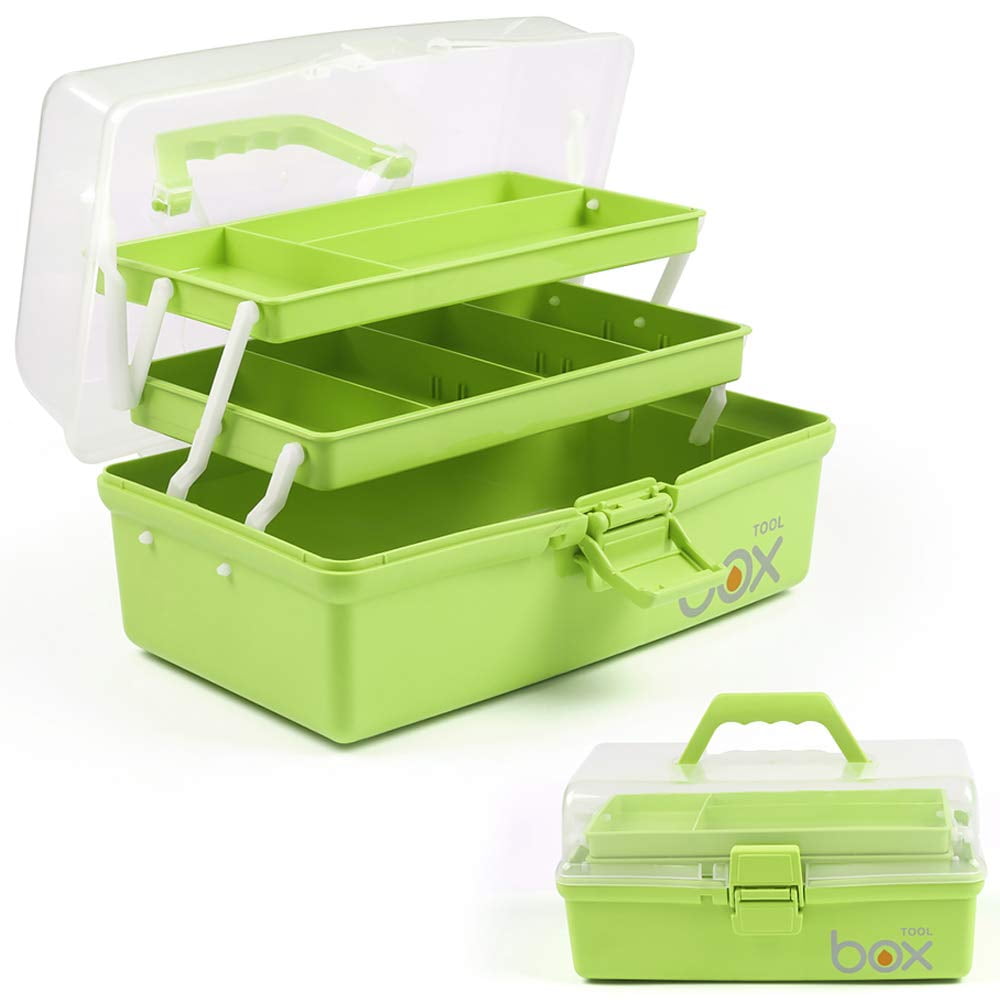 Organizador De Almacenamiento Tergoo Caja Para Manualidades De 3 Capas Con Asa (verde)