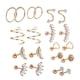 thumbnail image 3 of 20x Pendientes De Acero Inoxidable Set Corazón Flor Pluma Piercing Pendientes Oro Rosa, 3 of 5