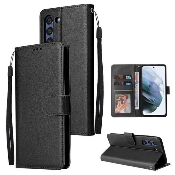 Funda Cartera para Samsung Galaxy S21 con Tarjetero, Soporte y Cordón - Protección Negro