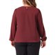 thumbnail image 3 of Agnes Orinda Conjuntos de Halloween Blusas de Talla Grande para Mujeres Cuello Redondo Plisado Trabajo Oficina Camisas de Manga Larga 4X Burdeos, 3 of 6
