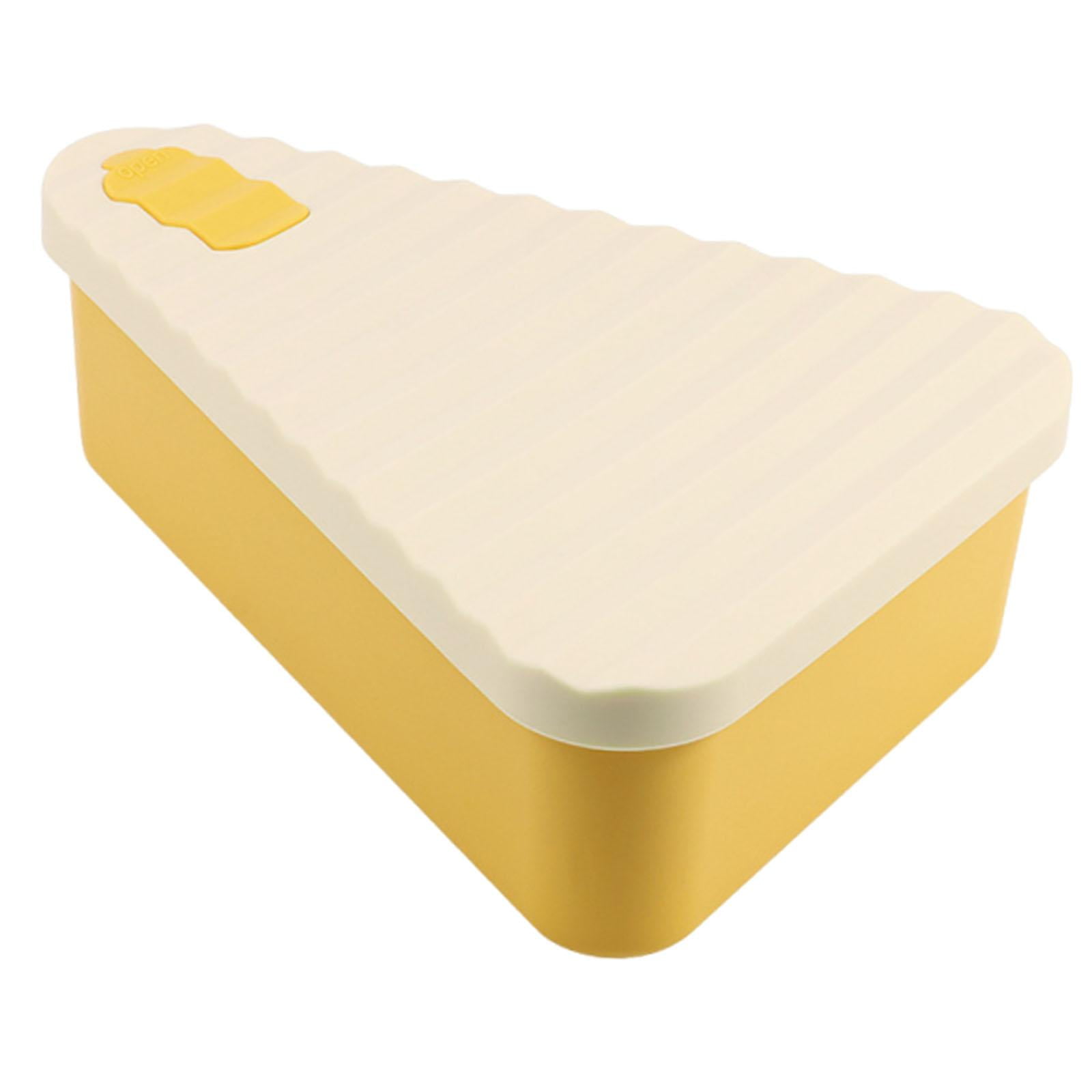 Magideal - Caja Contenedor De Pizza De Silicona Alimentaria Hermética Reutilizable Con Diseño Triangular Para Almacenar Comida Y Postres Fácil De Limpiar Adecuad S Beige Amarillo