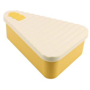 Magideal - Caja Contenedor De Pizza De Silicona Alimentaria Hermética Reutilizable Con Diseño Triangular Para Almacenar Comida Y Postres Fácil De Limpiar Adecuad S Beige Amarillo