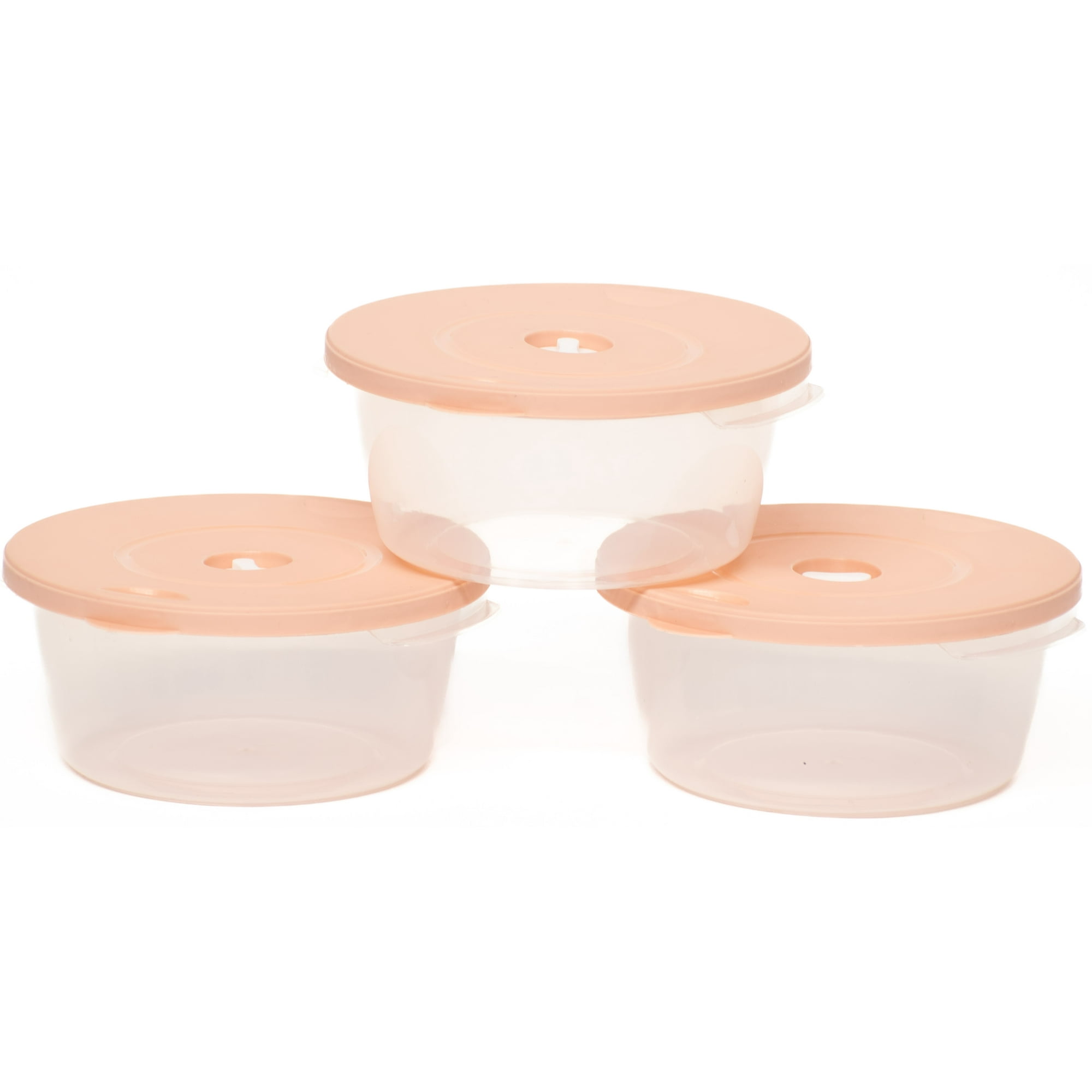 Wakeshome - Set 3 Envases De Plastico Redondo Con Tapa Hermetica Mediano 1000ml