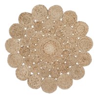 Fliperex - Alfombra Redonda De Yute Todo Circulos Color Natural