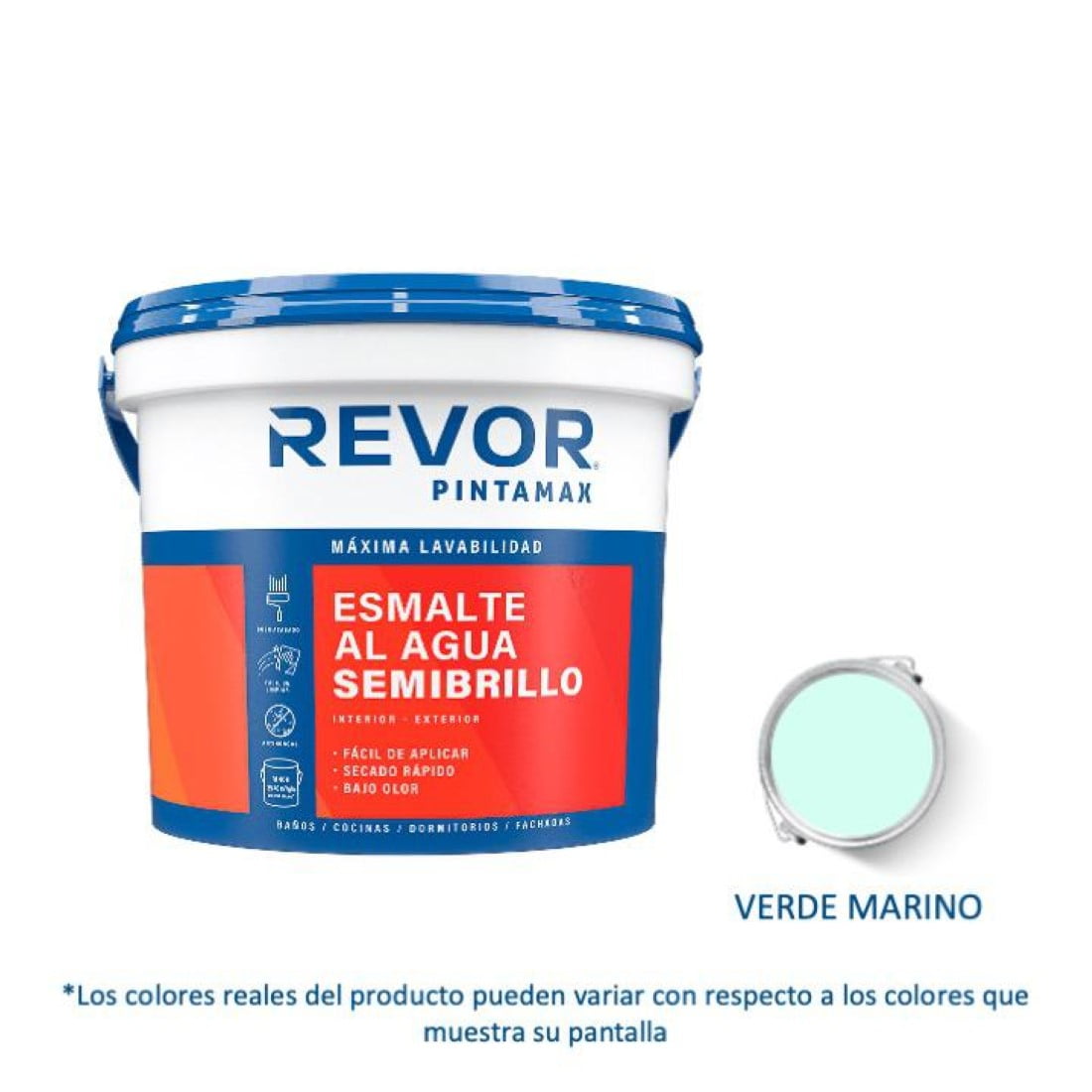 Revor - Esmalte Al Agua Semibrillo Pintamax 1 Gl (3.78lt) Verde Marino