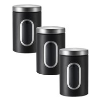 Bothyi - Organización De Latas De Almacenamiento De Alimentos De Acero Inoxidable De 3 Piezas Con Contenedor De Tapa Negro