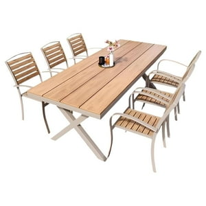 Lubabycas - Juego De Comedor Exteriores 180Cm Y 6 Sillas Impermeables