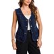 thumbnail image 4 of INSPIRE CHIC Chaleco de Mujer de Mezclilla Cuello en V Bolsillos con Parche Botones Sin Mangas Chaqueta de Jean 2XL Azul Marino, 4 of 6