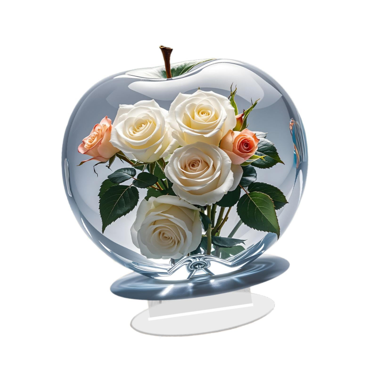 Magideal - Decoración De Flores De Rosa 2d Decoración Acrílica Plana Cubierta De Mesa Decorativa Adorno De Adornos En Forma De Fruta Para La Estantería Del Escri