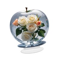 Magideal - Decoración De Flores De Rosa 2D Decoración Acrílica Plana Cubierta De Mesa Decorativa Adorno De Adornos En Forma De Fruta Para La Estantería Del Escri