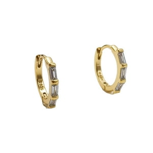 Elbauldejuma - Aros Argollas Spotlight 9Mm Circonios Plata S925 Chapada Oro