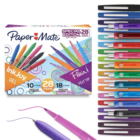 Juego de bolígrafos Paper Mate InkJoy retráctiles Gel Flair Felt 28C