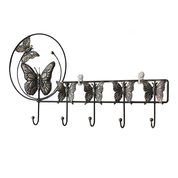 Perchero de montaje en pared, ganchos para abrigos, decoración del hogar, llavero para entrada, gancho colgante de pared para cocina, baño, bufandas, Mariposa