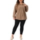 thumbnail image 2 of Agnes Orinda Conjuntos de Halloween para Mujeres Tallas Grandes Camisa de Punto Waffle Chaqueta Casual de Manga Larga con Botones 1X Marrón, 2 of 6