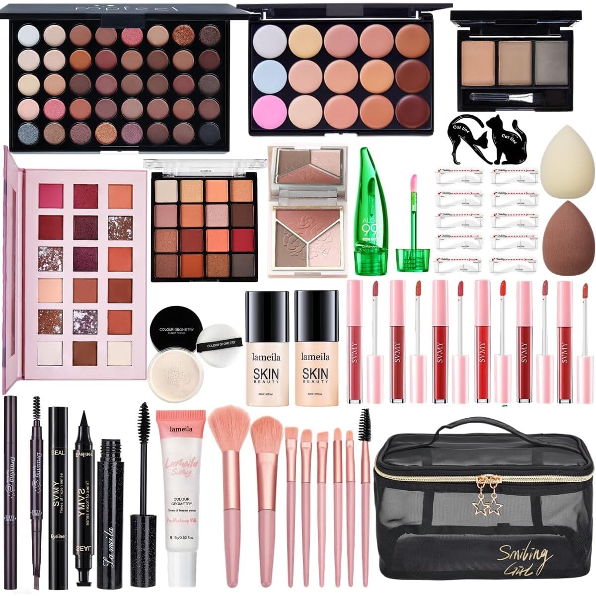 Set Maquillaje Completo Chafful All In One Con Brochas