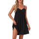 thumbnail image 1 of INSPIRE CHIC Lencería para Mujer Volante Sin Mangas Camisón Suave Escote en V Camisón Ropa de Casa 2XL Negro, 1 of 6